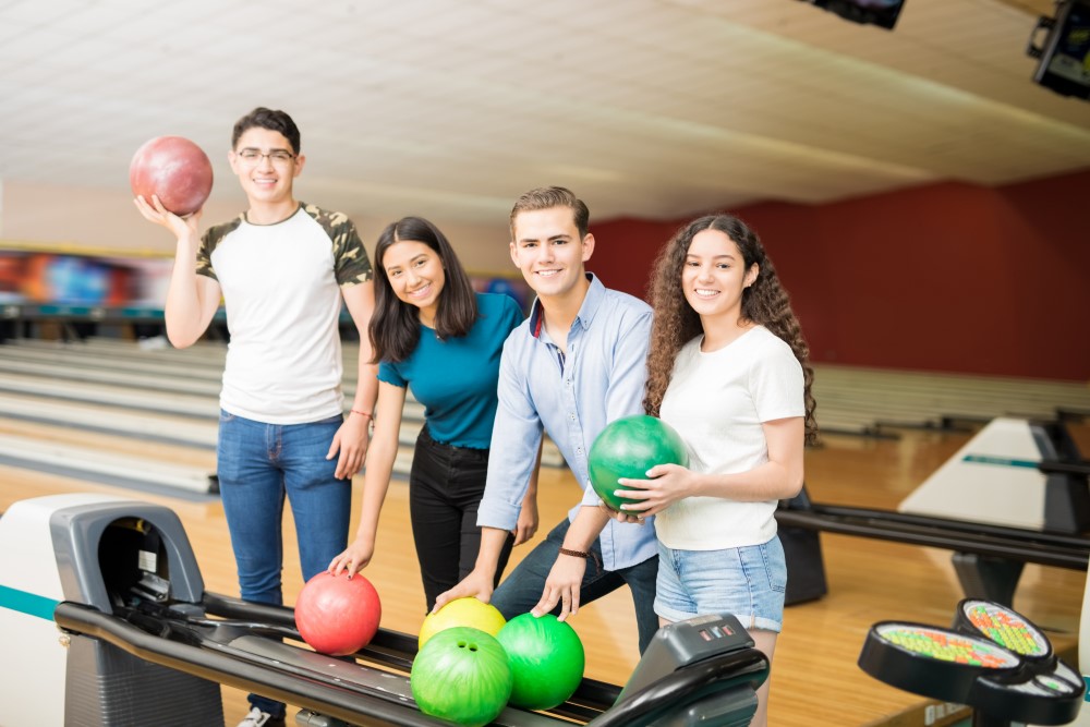 Bowling with a group of friends