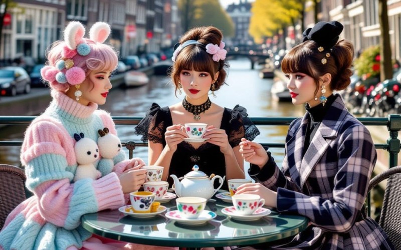 Drinking tea on a terrace in Amsterdam