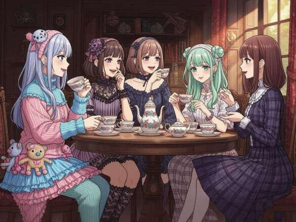 Lolita tea afternoon in anime style