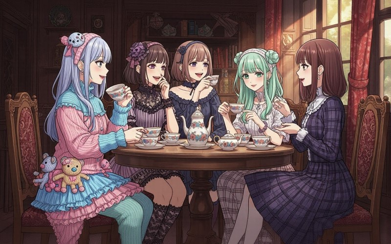 Lolita tea afternoon in anime style
